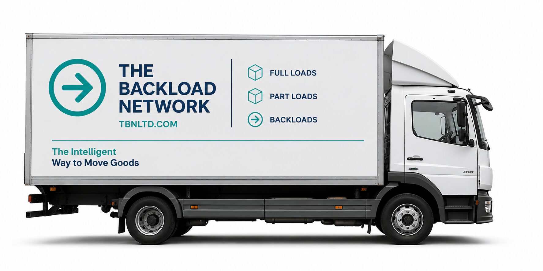 White delivery truck with The Backload Network branding